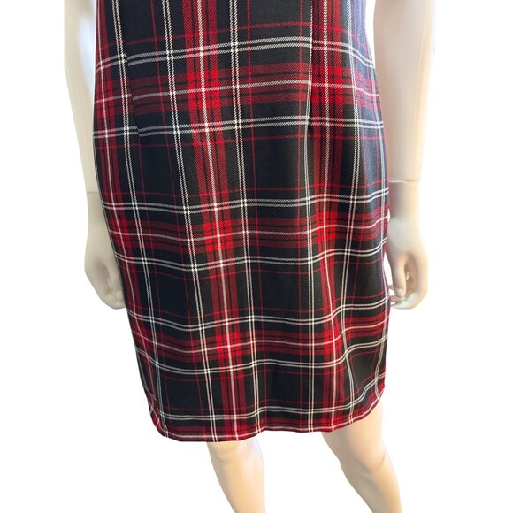 You Red & Black Plaid Sleeveless Dress Back Zipper Size S Polyester Blend NWT - Picture 3 of 9
